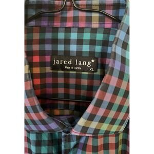 Jared Lang Men's XL Long Sleeve Button Up Shirt Multicolor Rainbow Gingham Check